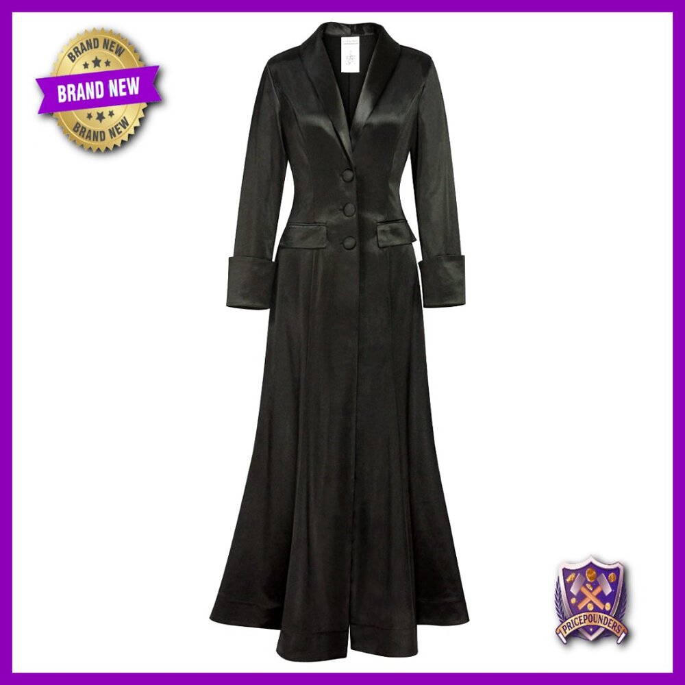 Satin Maxi Coat Elegant Chic Long Sleeve Button Front Casual Jacket